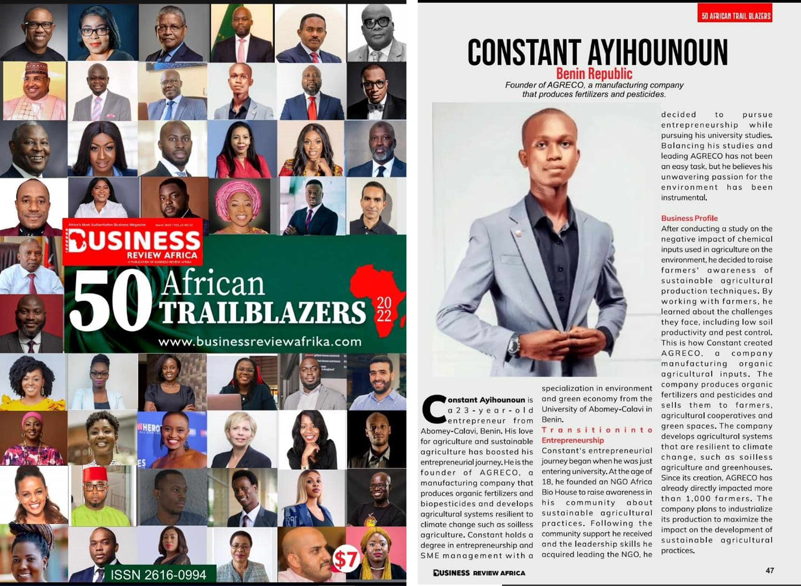 NOMINATION SUR LA LISTE DES 50 AFRICAN TRAILBLAZERS (50 PERSONNALITES AFRICAINES) A FORT IMPACT PAR BUSINESS REVIEW AFRIKA